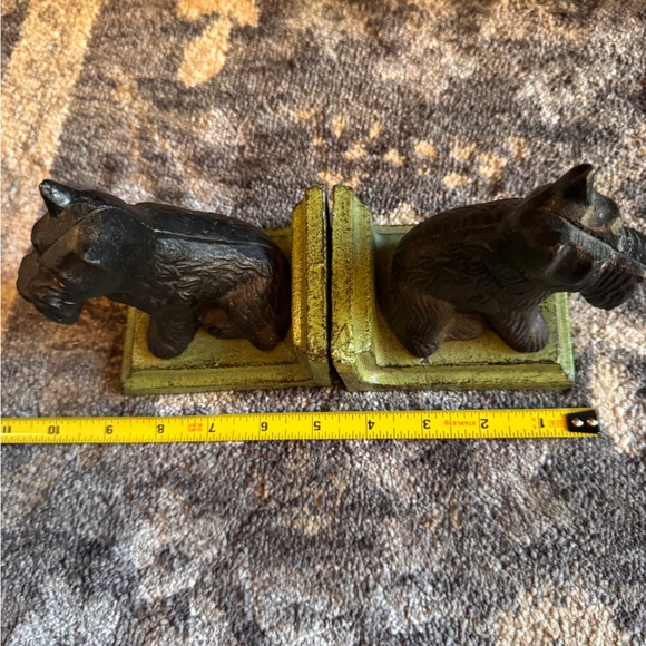 Vintage Charming Black and Green Scottie Dog Bookends - Picture 8 of 8